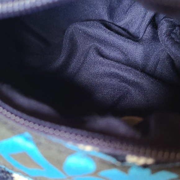 LOVESTITCH Blue embroidered Velveteen Origami Bohemian zippered Makeup Bag NWT - Picture 5 of 7